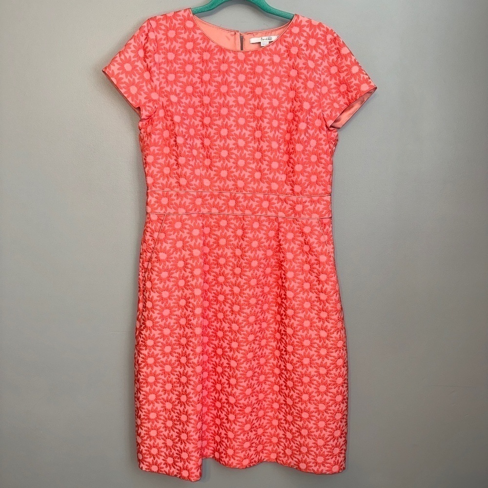 EUC Boden Daisy Jacquard Textured Floral Textured Sheath Dress Size 12L 12 Long - Picture 2 of 9